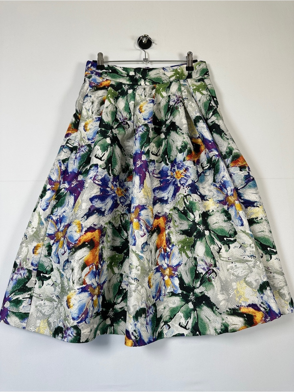 H&M Floral Jacquard Midi Skirt Pleated Garden Party Wedding Guest 8